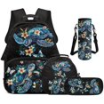 thumbnail image 1 of Bulopur Kids 17 Inch School Backpack, 4 Piece Ocean Flower Turtle Print Bookbag with Lunch Box, Water Bottle Holder and Pencil Case for Elementary Students, 1 of 8