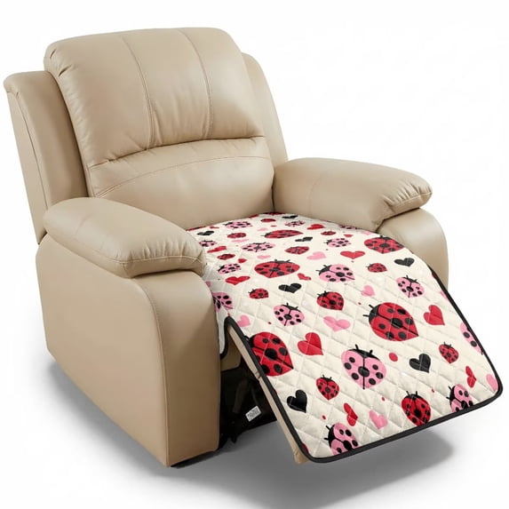 Bulopur Ladybug Print Quilted Recliner Chair Covers Washable Stretch Reclining Chair Covers Non Slip Armless Lift Chair Covers Furniture Protector for Living Room Gift for Friends