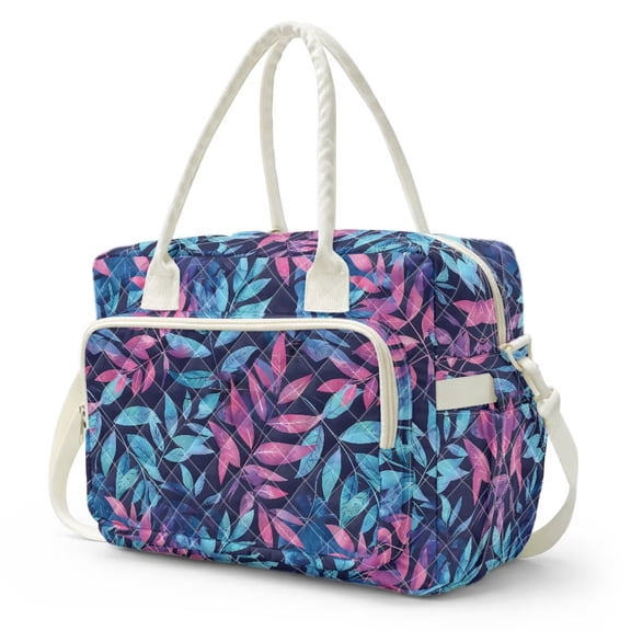 Bulopur Leaf Quilted Big Lunch Bag Artistic Lunch Bags Lightweight Tote Bags for Work Travel Gift for Friends