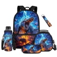 thumbnail image 1 of Bulopur Lightning Volcano Crocodile Kids Backpack Set 5 Pcs Trendy Adventure Book Bag with Lunch Bag, Pencil Case, Water Bottle Cover and Wrist Strap for Wild Animal Boys Ages 6-12, 1 of 8