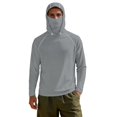 thumbnail image 1 of Bulopur Men’s Fishing Sun Hoodie with Mask, UPF 50+ UV Protection Long Sleeve Rash Guard in Solid Light Gray, Quick Dry Breathable Top for Boating and Hiking, 1 of 8