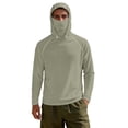 thumbnail image 1 of Bulopur Men’s Long Sleeve Fishing Hoodie with Face Cover, UV Protection Quick Dry Shirt in Solid Green for Camping, Lake Trips and Outdoor Activities, 1 of 8