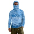 thumbnail image 1 of Bulopur Men’s Quick Dry Fishing Sun Hoodie with Face Cover, Lightweight UV Protection Long Sleeve Shirt with Ocean Water Fish Print for Beach Days, Boating and Vacation Wear, 1 of 8