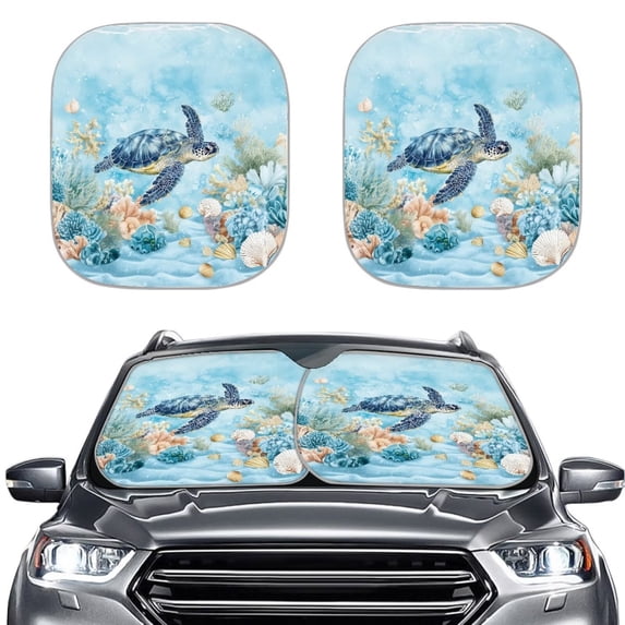 Bulopur Ocean Turtle Car Sun Shade Windshield Protect Vehicle from UV Sun Sun Shield for Car Windshield Durable Sun Visor for Car Summer Car Essentials Sun Cover for Most Cars