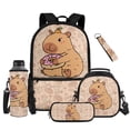 thumbnail image 1 of Bulopur Orange Capybara Kids Backpack Set 5 Pcs Kawaii Cute Book Bag with Lunch Bag, Pencil Case, Water Bottle Cover and Wrist Strap for Capybara Lover Girls Ages 6-12, 1 of 8