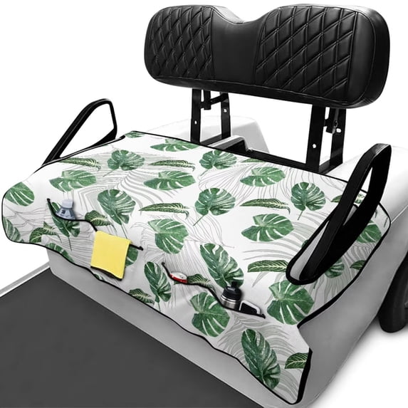 Bulopur Palm Tree Golf Cart Seat Covers for 2-Person Seats Washable Golf Cart Towel Seat Covers with 4 Front Pockets& Nonskid Bottom Gift for Friends