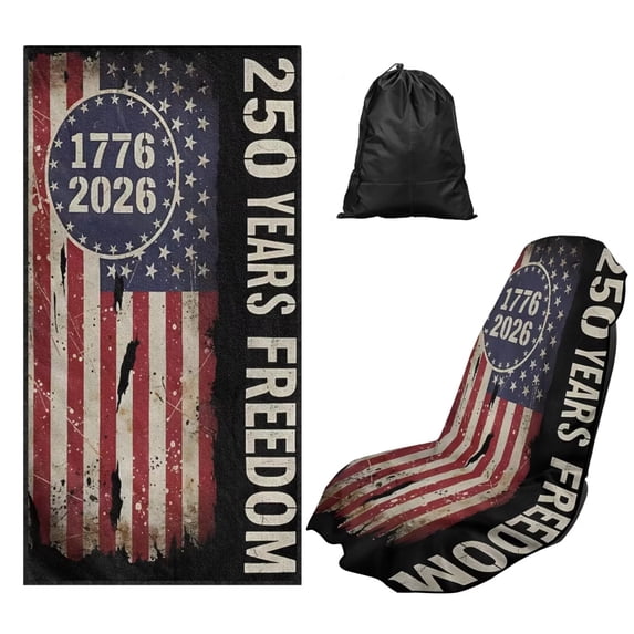 Bulopur Patriotic Front Car Seat Cover Towel for Men 250th Birthday of Freedom Foldable Car Seat Protector with Storage Bag for Summer Holiday Decorative Fit SUV Sedan Truck 1pcs