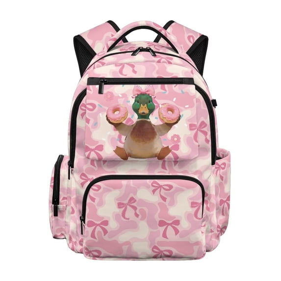 Bulopur Pink Camo Bow Duck Kids Backpack for Girls Sweet School Bag Lightweight/Breathable/Durable/Waterproof Multi-Pocket Book Bag for Daily Use
