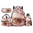 thumbnail image 1 of Bulopur Pink Cherry Blossom Kids Backpack Set 4 Pcs Highland Cow Print Waterproof Kids School Bag with Lunch Box, Pencil Case and Water Bottle Cover for Animal Theme, 1 of 7
