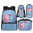 thumbnail image 1 of Bulopur Pink Cute Axolotl Print Kids School Backpack Set 4 Pcs Breathable Lightweight Kids School Bag with Pencil Case and Water Bottle Cover for Elementary Students, 1 of 8