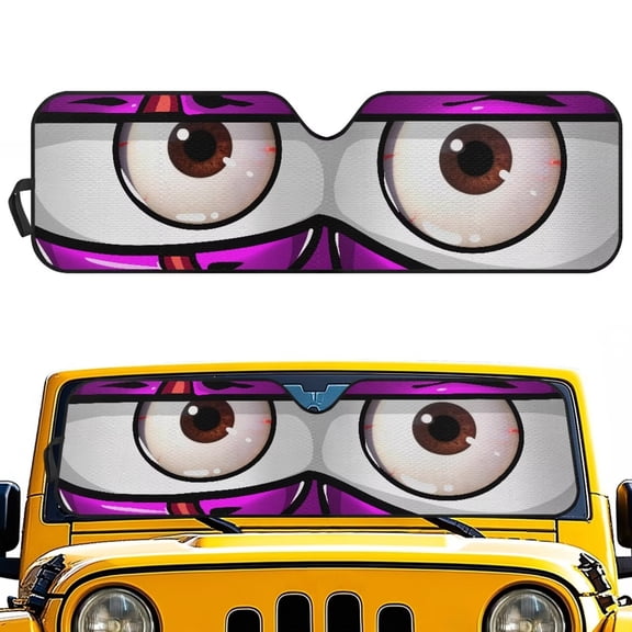 Bulopur Purple Eyes Windshield Sun Shade Reflective UV Block Heat Shield for Jeep Sunshade Windshield Compatible with Jeep Wrangler 1997-2024 Models,1Pcs
