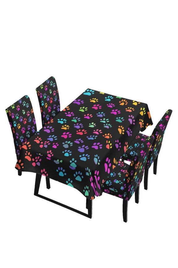 Sea Turtle Dining Chair Covers and Table Cloth Set of 7 Rectangle Tablecloths with Dining Chair Cover Washable Table Cover for Restaurant Hotel Banquet