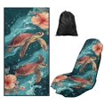 thumbnail image 1 of Bulopur Sea Turtle Front Car Seat Towel for Women Hibiscus Breathable Sweat Carseat Protector with Storage Bag for Beach Vacation Soft Fit SUV Sedan Truck 1pcs, 1 of 7