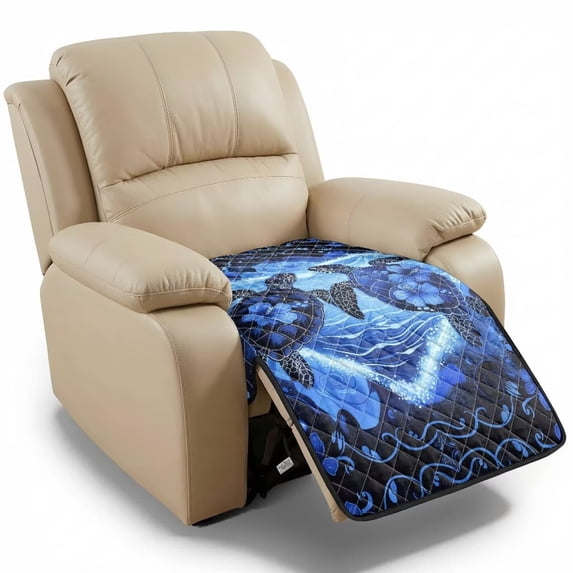 Bulopur Sea Turtle Quilted Recliner Chair Covers Ocean Washable Stretch Reclining Chair Covers Non Slip Armless Lift Chair Covers Furniture Protector for Living Room Gift for Friends