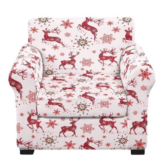 Bulopur Snowflake 2Pcs Wingback Chair Covers Stretchable Furniture Protector 2-Piece Cushion Covers Elastic Bottom Washable for Living Room Home Office Apartment Decor