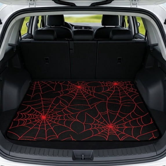Bulopur Spider Web Car Trunk Mat 29" x 39", Gothic Halloween Print, All Weather Trunk Protection Cargo Liner, Non-Slip Waterproof Washable Rear Trunk Liner for Sedan SUV Truck