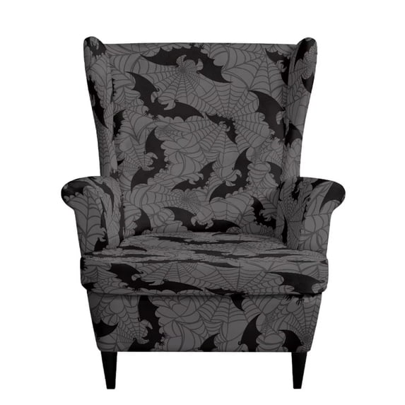 Bulopur Spider Web Wingback Chair Covers 2Pcs, Stretch Spooky Slipcovers for Seasonal Halloween Gatherings