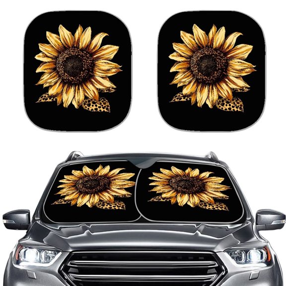 Bulopur Sunflower Car Sun Shade Windshield Interior Sun Protection Car Windshield Sun Shade Foldable Front Window Shield Blocker Screen Visor Protector Cover for Most Cars
