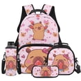thumbnail image 1 of Bulopur Sweet Kids 17 Inch School Backpack, 4 Piece Capybara Print Bookbag with Lunch Bag, Water Bottle Sleeve and Pencil Case for Girls, 1 of 8