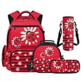 thumbnail image 1 of Bulopur Toddler Girls Cute 17 Inch Backpack Set, 4 PCS Red Daisy Ladybug Print School Bookbag with Full Accessories with Pencil Case for Garden Theme Preschool Learning Activities, 1 of 7