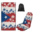 thumbnail image 1 of Bulopur Tropical Front Car Seat Towel for Men Puerto Rican Flag Palm Tree Silhouette Breathable Car Seat Sweat Protector with Storage Bag for Beach Holiday Soft Fit SUV Sedan Truck 1pcs, 1 of 7