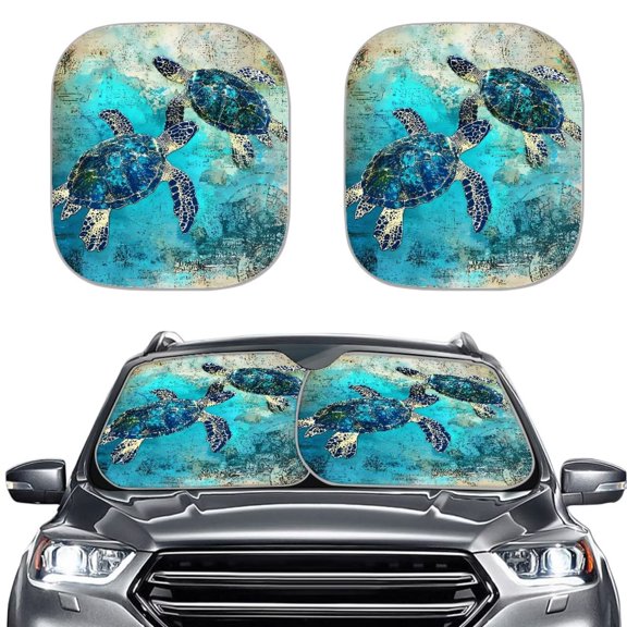 Bulopur Turtle Print Car Windshield Sun Shade Blocks Sunlight Auto Windshield Sun Shade Keep Your Carseat at a Cooler Temperature Car Front Window Shade for Most Cars