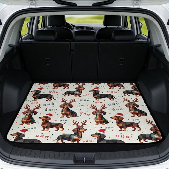 Bulopur Vintage Christmas Bow Car Trunk Mat 29" x 39", Bow Cargo Liner, Waterproof Non-Slip Rear Cargo Mat for Winter Xmas Driving