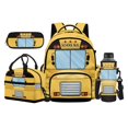 thumbnail image 1 of Bulopur Yellow School Bus Print Kids School Backpack Set 4 Pcs Breathable Durable Kids School Bag with Lunch Box, Pencil Case and Water Bottle Cover for Toddler Boys, 1 of 7