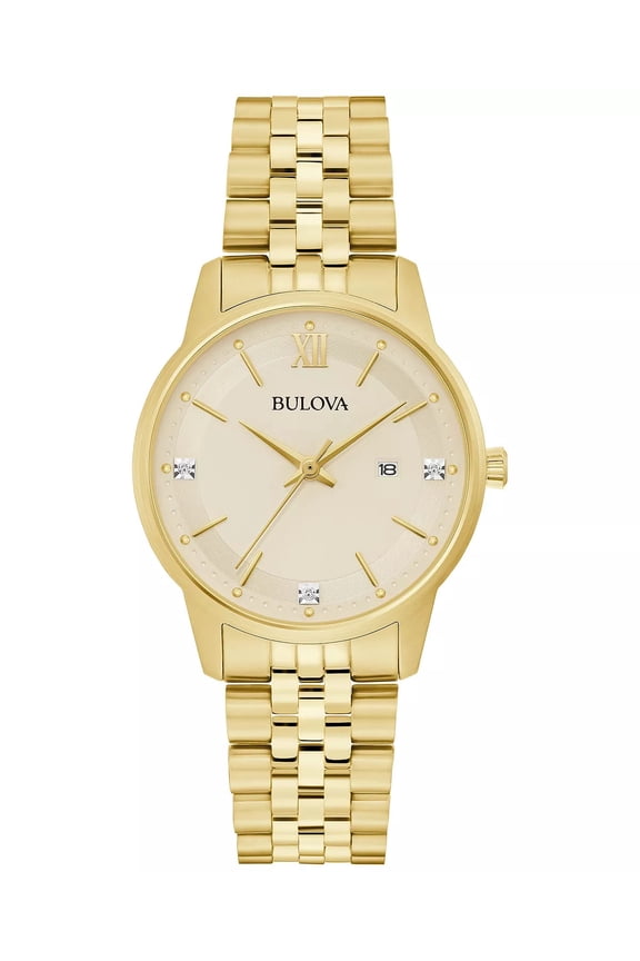 97P155 Women's Gold Tone Stainless Steel Gold Dial 3-Hand Analog Dress Watch