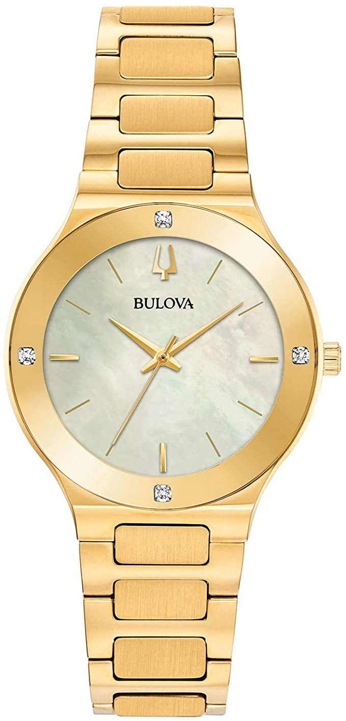 BULOVA Quartz Diamond Blue Dial Two-tone Ladies Watch 98R273