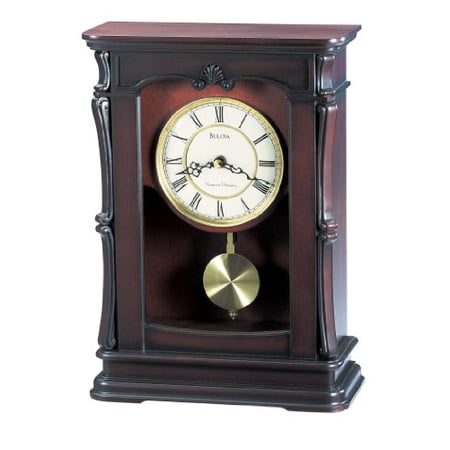Bulova Abbeville Analog Quartz Solid Wood Case Pendulum Mantel Clock B1909