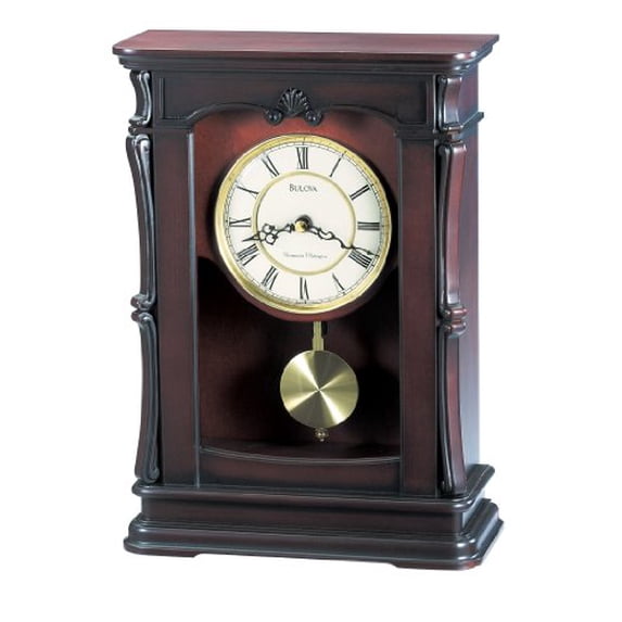 Bulova Abbeville Analog Quartz Solid Wood Case Pendulum Mantel Clock B1909
