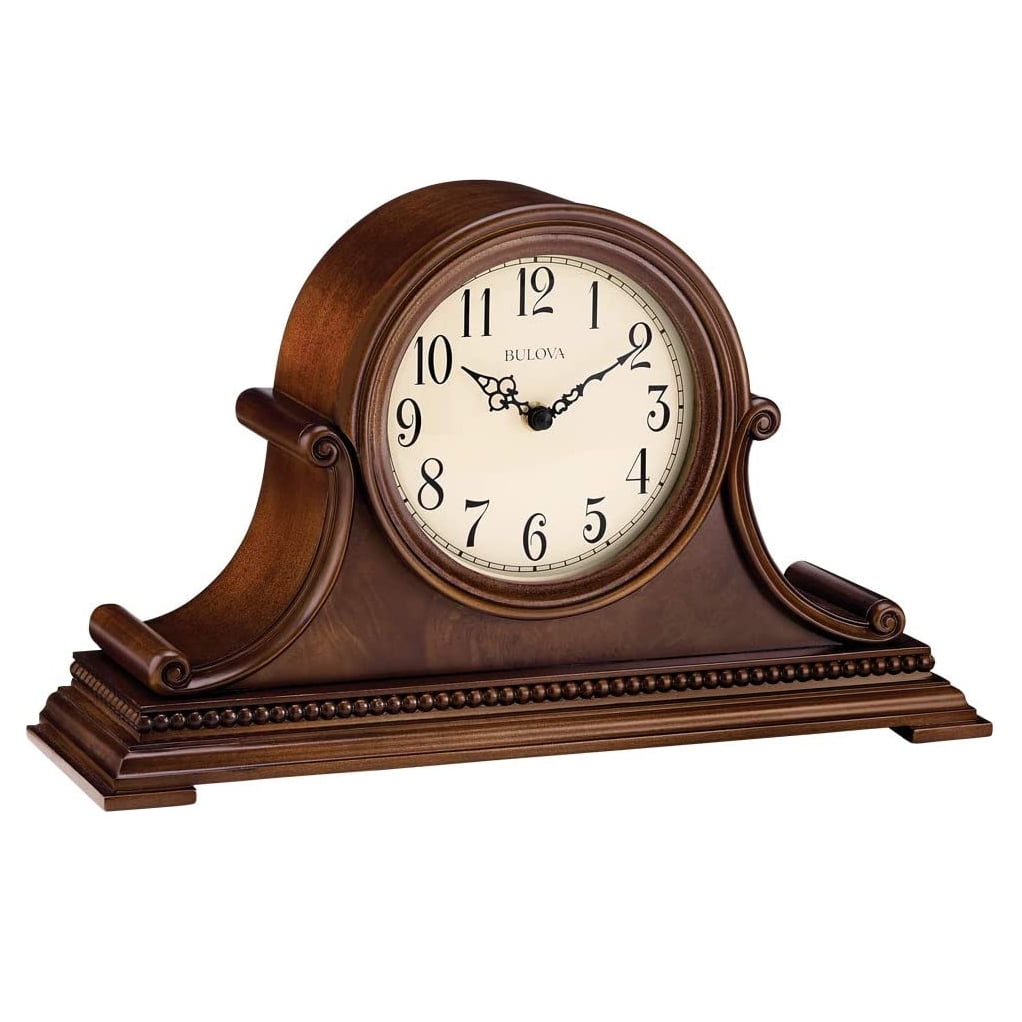 Bulova B1514 Asheville Battery Powered Chiming Mantel Clock, Brown