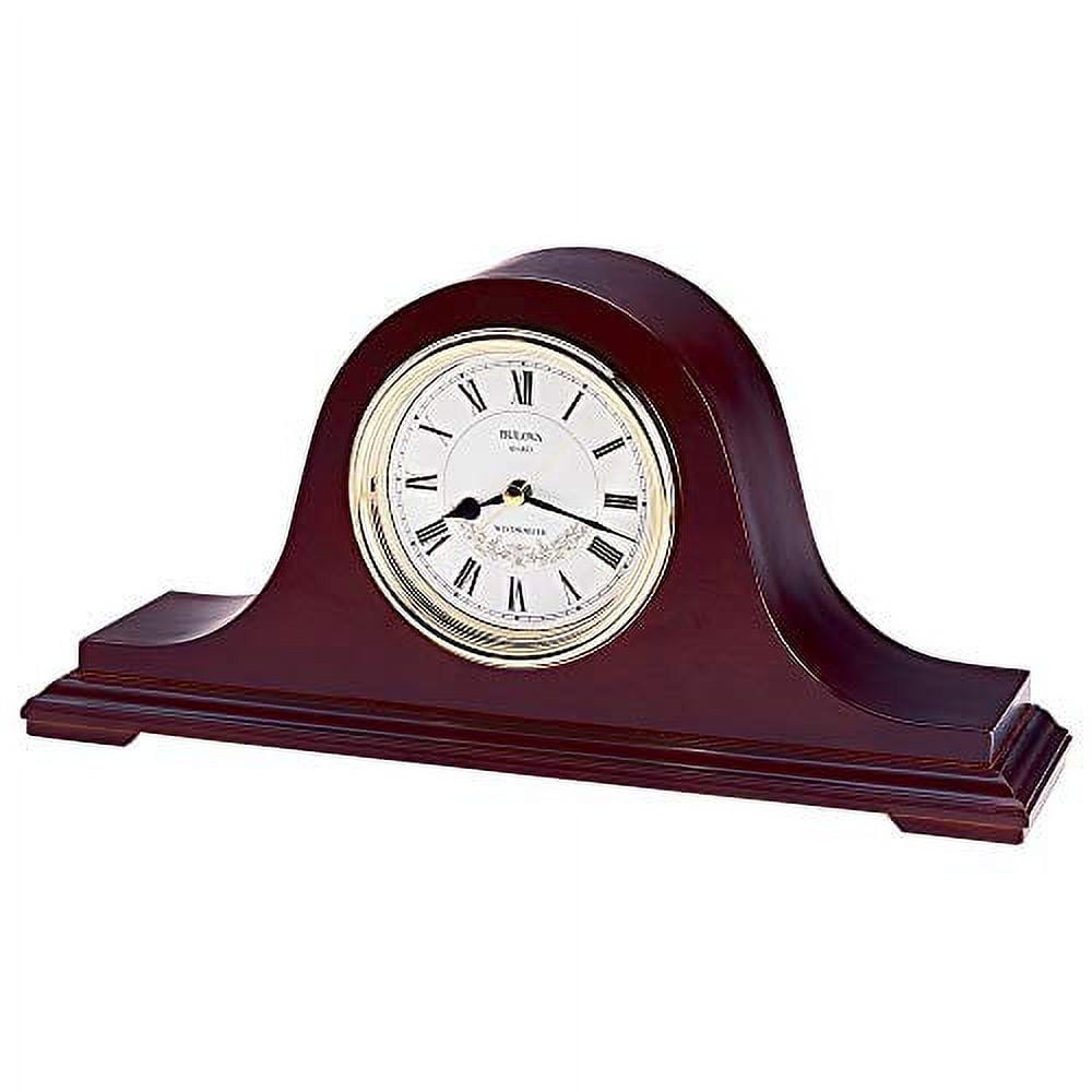 Mahogany Finish Vintage Quartz Mantel Clock with Glass Face