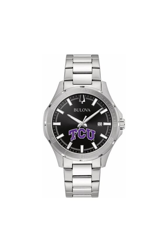 Black TCU Horned Frogs Stainless Steel Sport Classic Watch