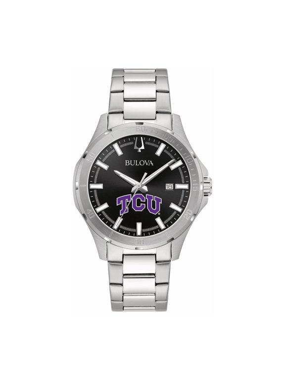 Black TCU Horned Frogs Stainless Steel Sport Classic Watch
