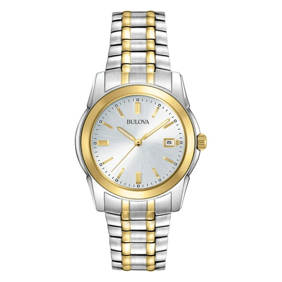 Bulova Men's Two Tone Stainless Steel Silver Dial Quartz Watch 98H18
