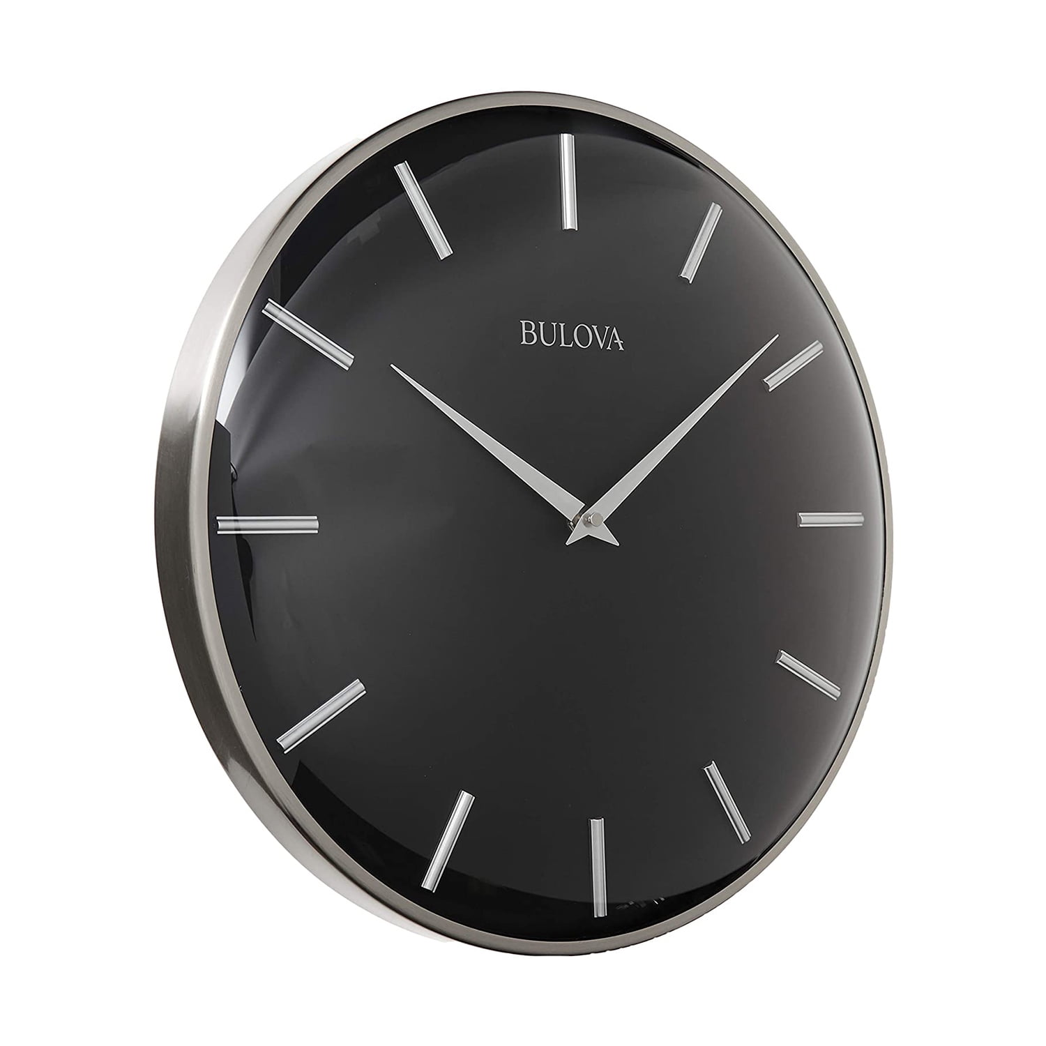 Bulova 16-Inch Black and Silver Metal Wall Clock