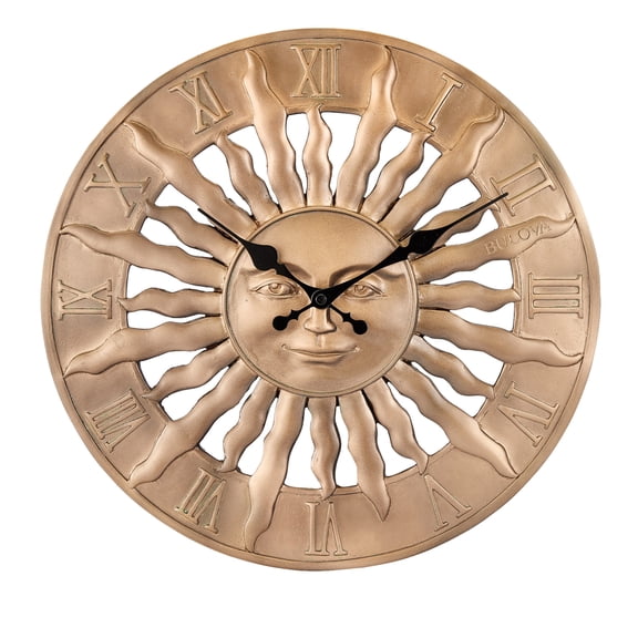Bulova Sunrise Indoor/Outdoor Wall Clock, 14.3", Golden Bronze
