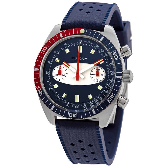 Free Shipping! Bulova Chronograph Quartz Blue Dial Pepsi Bezel Men's ...