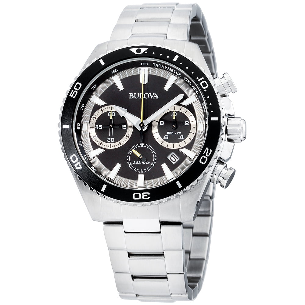 Bulova high frequency quartz chronograph silver tone men's watch 98b298 sale