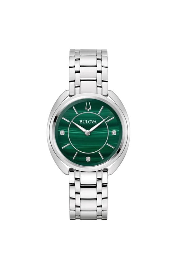 Classic Diamond Malachite Stainless Steel Quartz Women's Watch 96P256