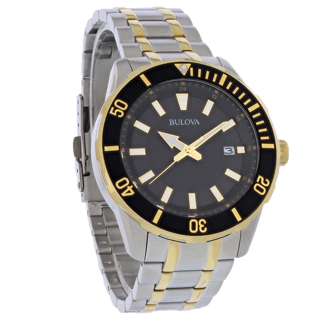 Bulova Classic Men's Two Tone Stainless Black Dial Quartz Watch