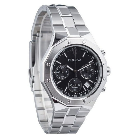 Bulova Classic Precisionist Octagon Chronograph Stainless Steel Black Dial Quartz 96B410 100M Men's Watch