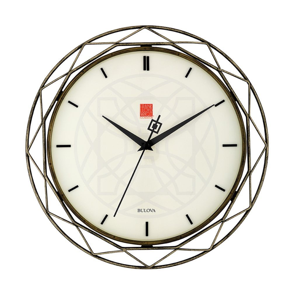 Bronze Frank Lloyd Wright Inspired 14-Inch Wall Clock