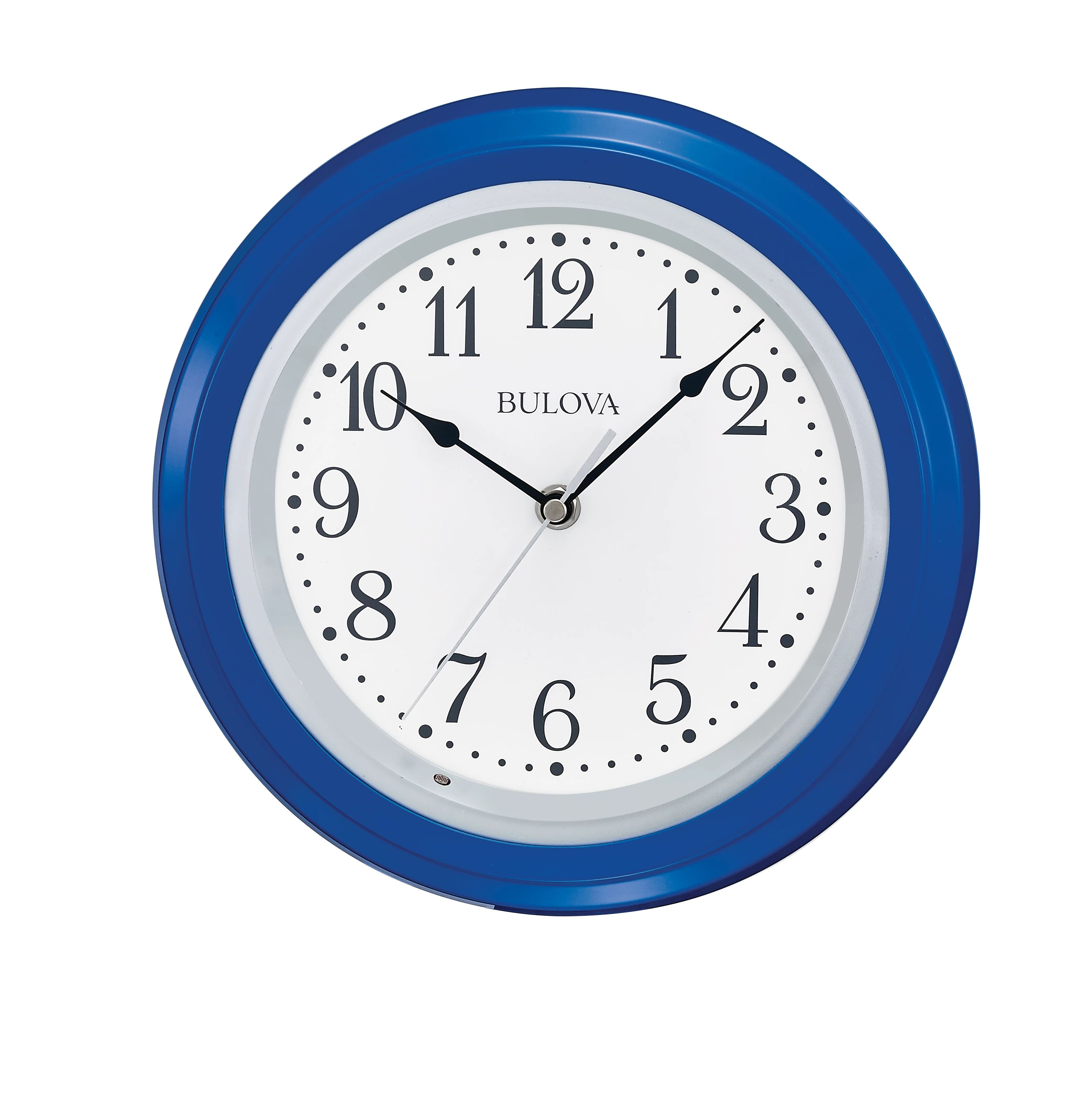 Blue and Silver Glass Round Silent Wall Clock