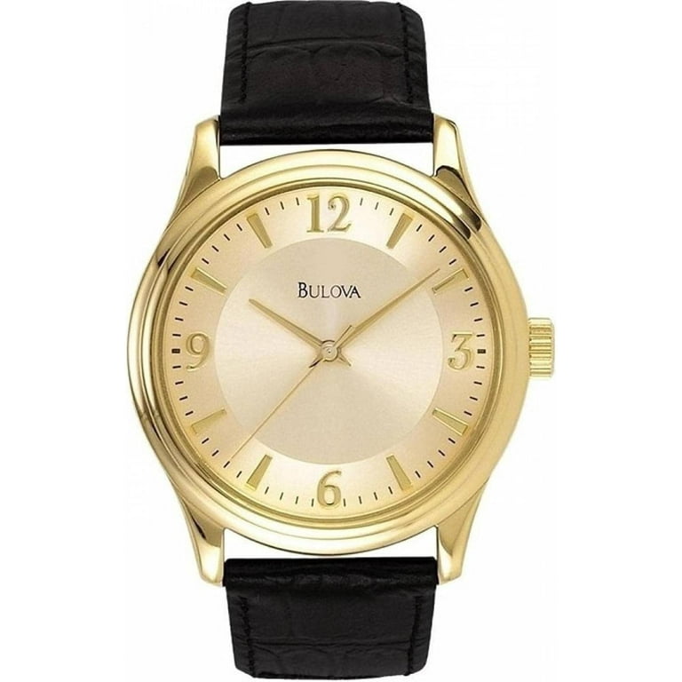 Bulova Corporate Collection Mens Black Leather Strap Watch