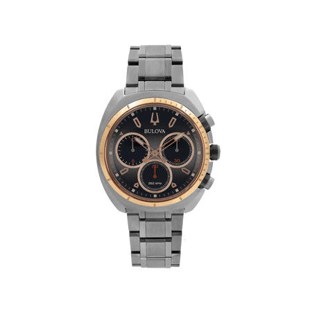 Bulova Curv 43mm Gunmetal Steel Chronograph Grey Dial Quartz Mens Watch 98A158