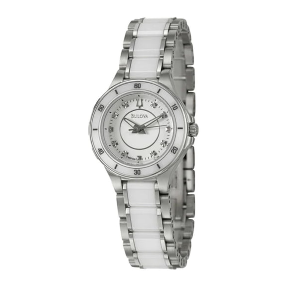 Bulova Diamond Gallery Women's White Ceramic & Stainless Quartz Watch 98P124