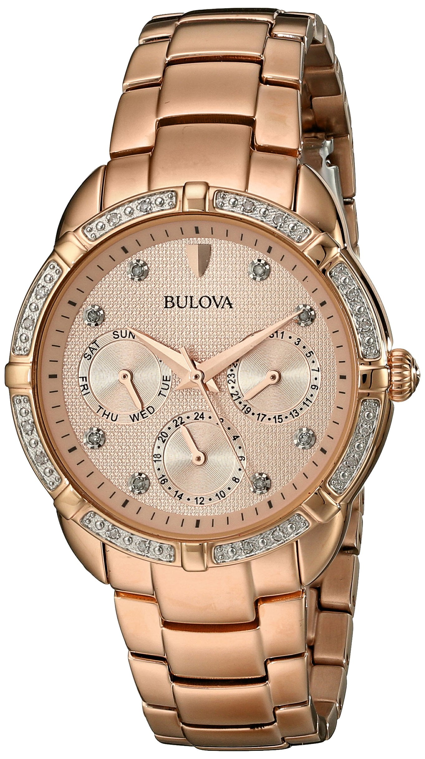 Bulova diamond watch rose hotsell gold